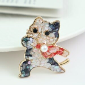 Mother-of-Pearl Inlaid Cat – Tuxedo Cat